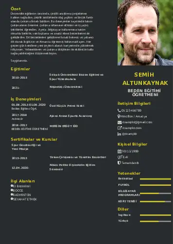 Beden Eğitimi Öğretmeni CV Örnekleri cv indir